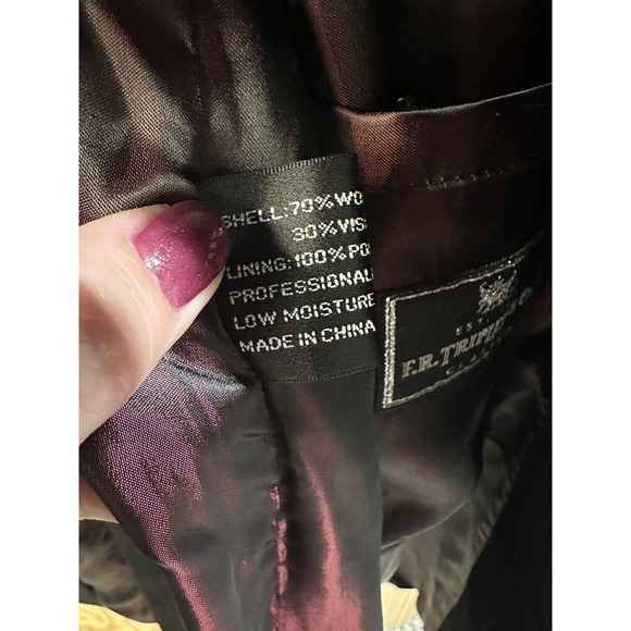 F.R. TRIPLER & CO Wool Blnd Overcoat Black Trench Single Breasted Coat Dress 46R - Picture 15 of 16